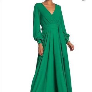 MEGHAN LA Lilypad Surplice Emerald Green Maxi Dress Women’s Size Medium